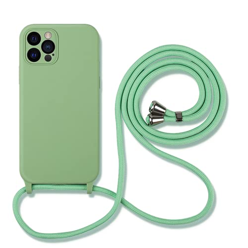 Hadwii iPhone XR Coque avec Cordon de Collier, Silicone Bumper Antichoc Protection Étui Souple Doublure en Microfibre Douce Anti-Rayure Réglable Lanyard Case pour iPhone XR, Vert Clair