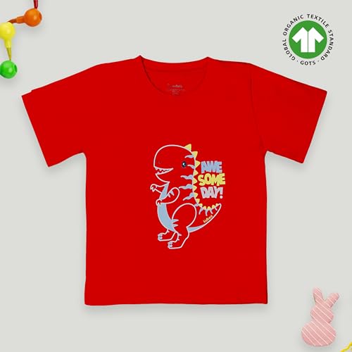 Image of Kidbea 100% Organic Soft Cotton Half Sleeve T-Shirt Multicolor Printed for Baby Boys