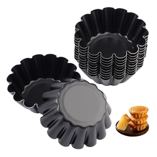 FerraDrend 12 Stück Mini Tartelette Förmchen,6.35 cm/2.5 in Ei Torte Form aus Kohlenstoffstahl,Wiederverwendbare Eier Kuchenform,Antihafte Metall Klein Torteletts,für Pudding, Kuchen, Cupcake, Muffin