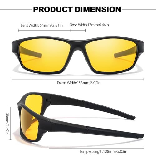 IGnaef Wraparound Night Vision Glasses Polarized Anti Glare Lenses for Nighttime Driving Cycling Running Fishing IF30423