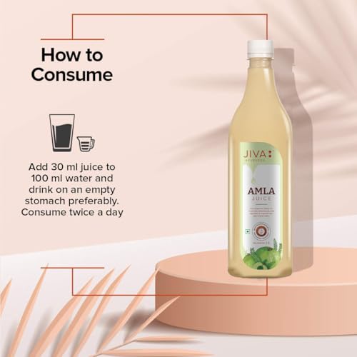 Image of Jiva Amla Juice 1 Litre | Improves Digestion, Boosts Immunity, Promotes Healthy Hair & Skin | Cold Pressed Fresh Amlas, Rich in Vitamin C & Antioxidants, With No Artificial Flavours (Pack of 1)