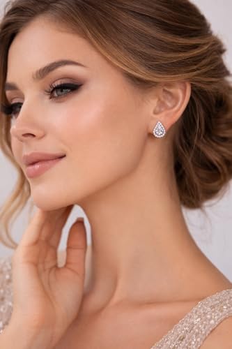 Image of 925 Sterling Silver Floral Cluster Stud Earrings for Women | Cubic Zirconia Flower Stud Earrings | Hypoallergenic Rhodium Plated Anti-Tarnish Lightweight Silver Jewellery | Daily Wear | Gift for Wife, Girlfriend, Mother, Sister | Birthday, Anniversary, Rakhi
