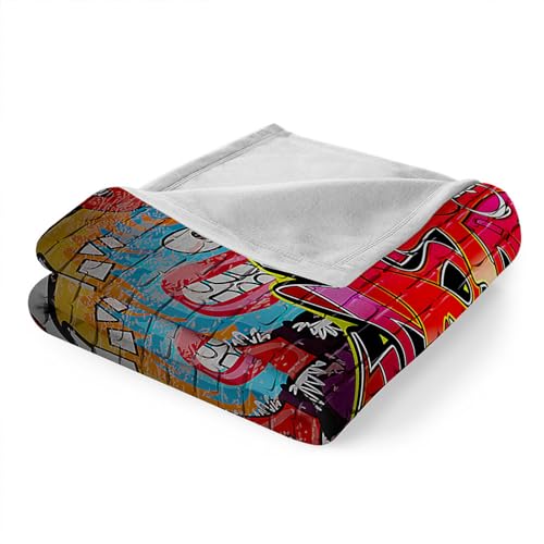 Couverture polaire douce à impression 3D graffiti multicolore