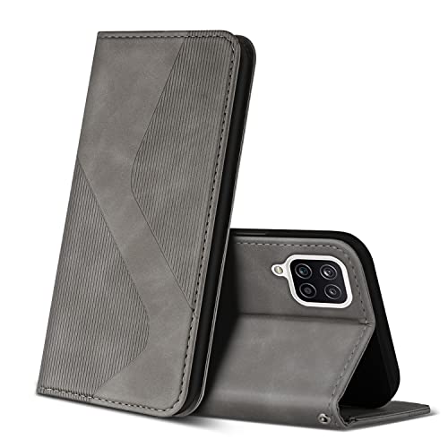 ZONNAVI Funda para Samsung Galaxy A12, Funda Libro de Cuero con Ranura para Tarjeta y Magnético, Wallet Flip Caso Cubierta Case Carcasa para Samsung Galaxy A12 (Gris)
