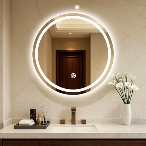 Image of LAVISTA Led Mirror for Bathroom with 3 in 1 Led Light (WAM, White & Warm White) | Wash Basin Mirror for Wall (24 X 24 Inch)