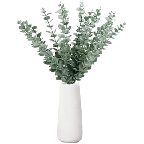 Konxi 20 Pcs Artificial Eucalyptus Leaves Stem , Artificial Flowers Greenery for Flower Arrangement, Wedding Bouquets,Table Centerpiece, Home Decor - Green Cover