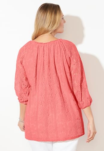 Catherines Women's Plus Size Stretch Lace Peasant Blouse2