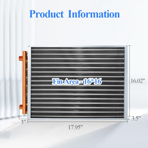 Water to Air Heat Exchanger 16x16 with 1" Copper Ports for Outdoor Wood Furnaces, Residential Heating and Cooling, and Forced Air Heating - Thumbnail 4