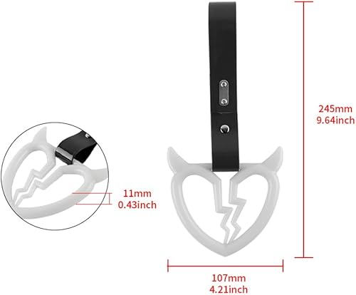 Miniatura 6 de Q1-TECH, JDM Tsurikawa Anillo japonés de metro, tren, autobús, mango de coche, cuerno de diablo, mango de corazón roto, correa de mano, anillos de