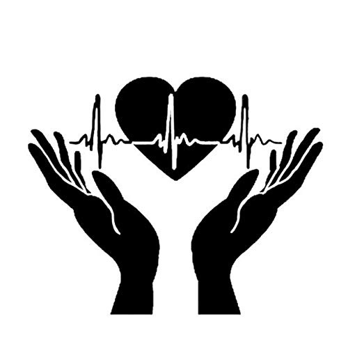 Zemn Etiqueta De La Pared 15.3 * 12.3 Cm Coolest Heart Beat Heart Beat In Hands Abra El Cardiograma De Palm Etiqueta De Vinilo De Decoración De Coche
