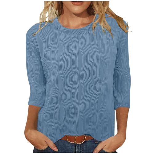 Womens Textured 3/4 Sleeve Tops Trendy Dressy...