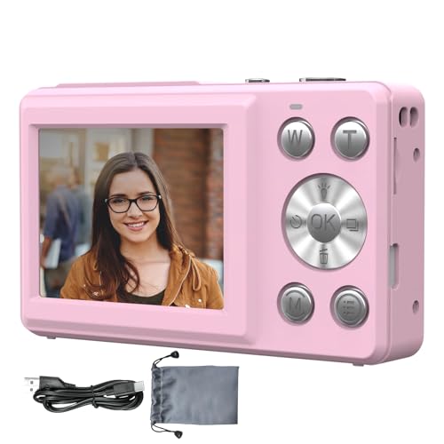 Cámaras digitales, cámara de fotos HD 4K, videocámara pequeña resistente con enfoque automático con pantalla de 2.4 pulgadas, dispositivo de fotografía antivibración para vlogging de estudiantes