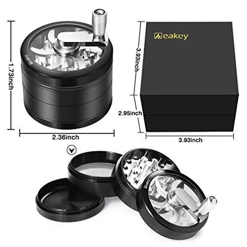 Hand Spice Herb Grinder Unbreakable Aluminum Grinder for Herb and Spice Lightweight for Easy Storage and Carrying 4 Parts (black) - Thumbnail 3
