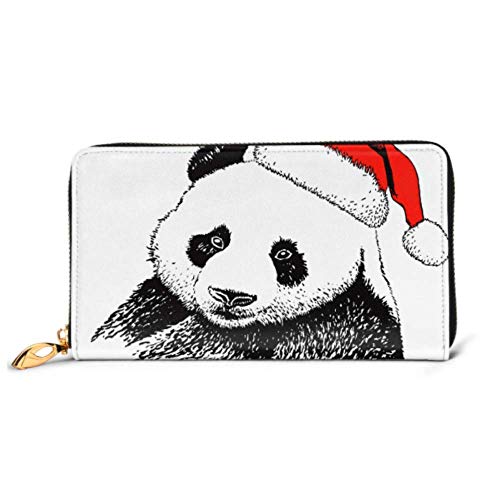 Preisvergleich Produktbild JHGFG Mode Handtasche Reißverschluss Brieftasche Grafisches Porträt Panda Weihnachtsmann Hut Telefon Clutch Geldbörse Abendkupplung Blockieren Leder Brieftasche Multi Card Organiz