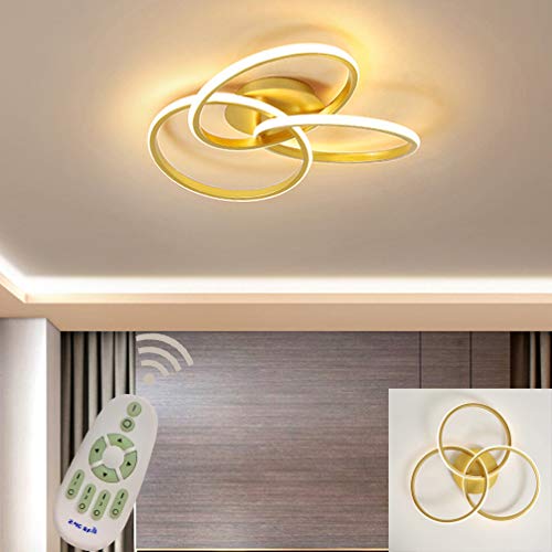 Plafonnier LED 3 anneaux dimmable noir D52cm pour salon et chambre