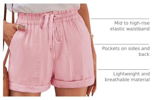 Image of YOCUR Womens Lightweight Shorts Casual Baggy Trendy Hot Pants Elastic Waist Drawstring Comfy Shorts