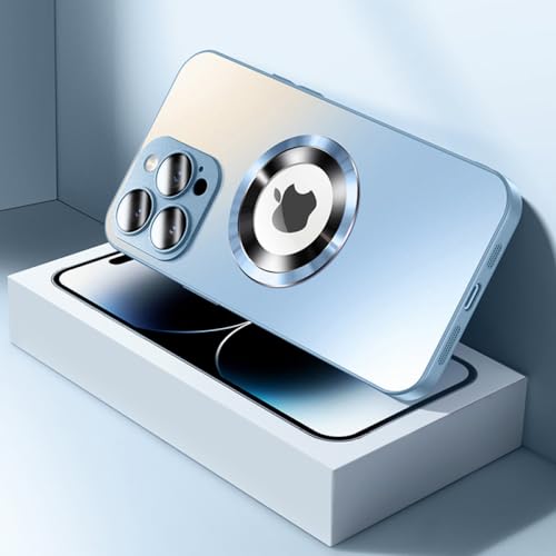 Housse de pare-chocs antichoc iPhone 12 verre trempé mat bleu sierra magnétique