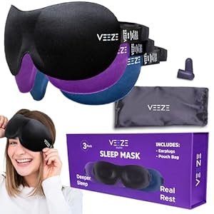 Sleep Mask for Sleep – 3 Pack Sleeping Mask – Soft Eye Mask for Sleep Adjustable Elastic Strap – Sleep Masks for Women & Men – Eye Covers for Sleeping Polyester – Blackout Eye Mask for Sleeping