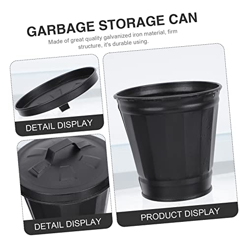 Mini caneca de basura con tapa para escritorio y hogar miniatura 3