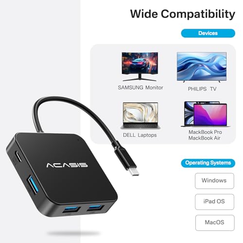 Image of USB C Hub, Multi-Port USB Type-C Hub with 4K HDMI,3 USB 3.0 Port | 1 Type-C 3.0 Port | USB Splitter Adapter for MacBook, Mac mini, Surface Pro, XPS, Laptop and USB C Devices (AC-HC31-B)