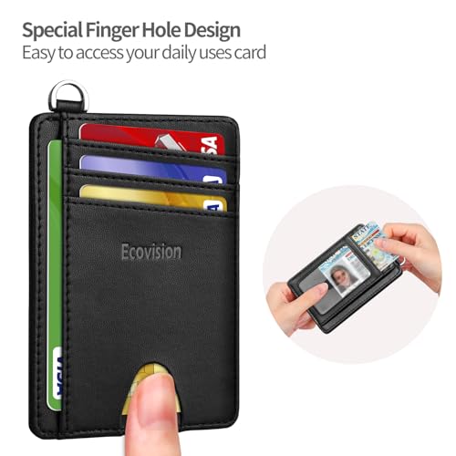 Image of Slim Minimalist Front Pocket Wallet, RFID Blocking Credit Card Holder Wallet with Detachable D-Shackle for Men Women