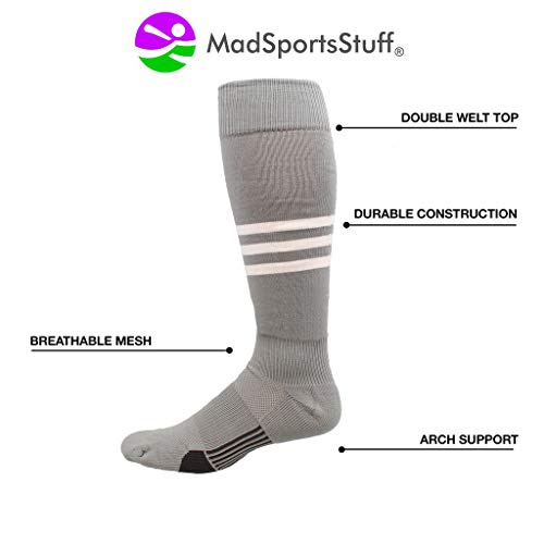 MadSportsStuff Dugout 3 Stripe Baseball Socks Over the Calf Length Pattern B2