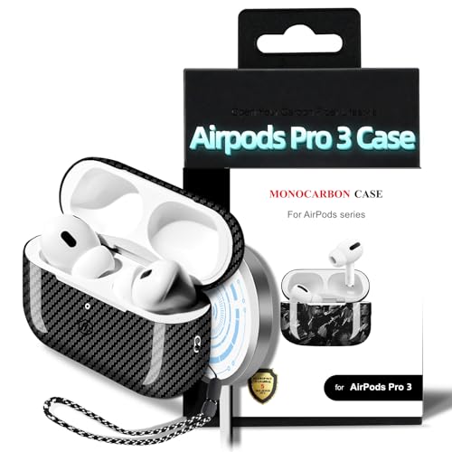 MONOCARBON ���A���J�[�{���t�@�C�o�[�P�[�X AirPods Pro 3�p �X�g���b�v�t���X�����ی�n�[�h�J�o�[ MagSafe�Ή� ���h�~ �����h�~ �c�C�� ����u���b�N