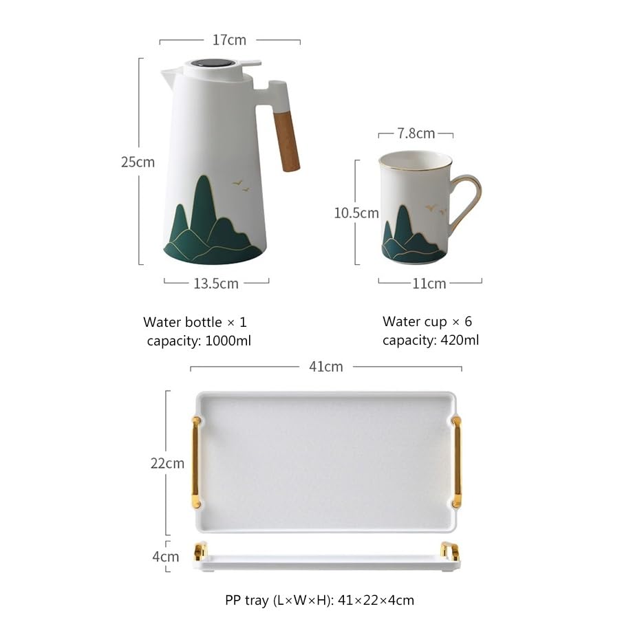 Jarra de Agua Juego Completo de Taza Agua cerámica, Juego Tetera con combinación, fría, té for el hogar