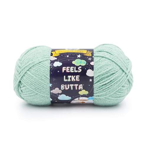 Image of Lion Brand Yarn, Feel Like Butta Velvety Soft Yarn for Knitting, Crochet, and Crafts, Seafoam, 1 Pack, Chenille Like Fiber for Plush Baby Blankets, Amigurumi Toys, and Worsted Weight Sweaters