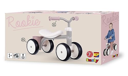 Smoby - Porteur Rookie Rose - Métal - Selle Incurvée - Roues Silencieuses - Coffre à Jouets - Premier Age - Dès 12 Mois