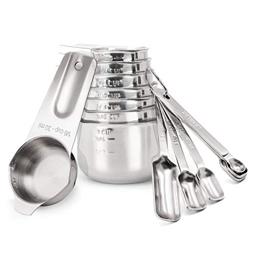 2lbDepot Measuring Cups & Spoons Set of 14, Premium Stainless Steel Metal, 7 Accurate Measuring Cups, 6 Measuring Spoons, 1 Leveler, Dry & Liquid Ingredients for Kitchen Baking & Cooking
