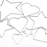 Grekywin DIY Craft Accessory Metal Star Heart Shaped Ring Hoop forDream Catcher and Crafts, 8 Pcs