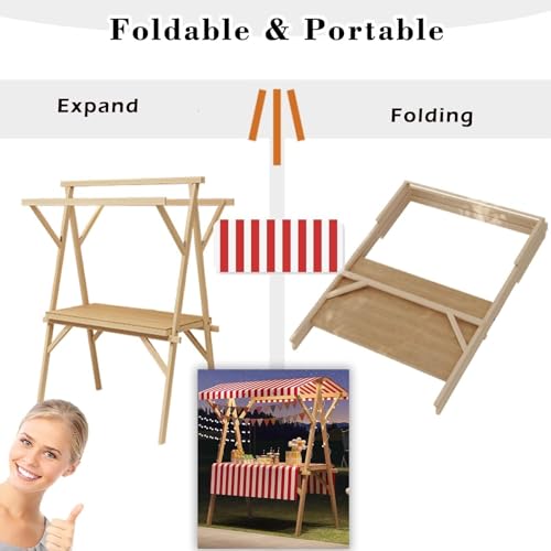 Espositore pieghevole in metallo con tovaglia e tenda da sole portatile per fiere, festival, mercatini delle pulci e carrelli alimentari (120 x 60 cm)