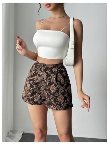 Floerns Women's Floral High Waisted Shorts Straight Leg Short Pants with Pocket4