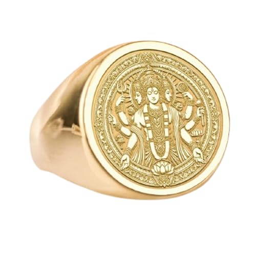 Bague Seigneur Vishnu en argent 925 de haute joaillerie et finition or précieux