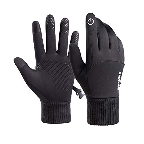 Winter Gloves, Mens Telefingers Gloves Waterproof Windproof Thermal Gloves for Sports, Working, Running, Cycling (Black)