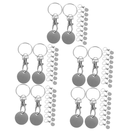 Jeton Chariot Clé en Acier Inoxydable SHINEOFI 5 Ensembles de 10 Pièces pour Caddie