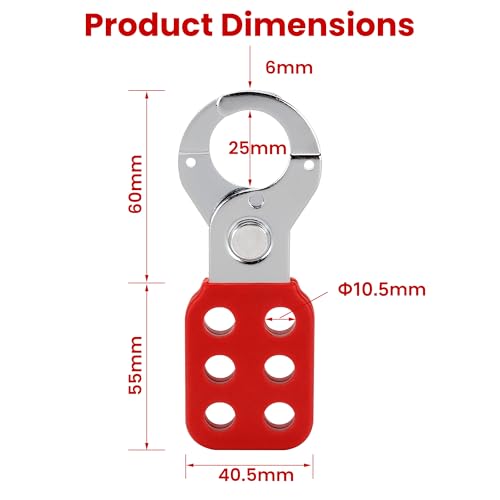 Image of Lock Out Tag Out Hasp, Steel Tamper-Proof Loto Hasp with Extended Jaw, Safety Lockout Kit with 6 Holes Interlock, Padlock Latch（6 Pack, Red）
