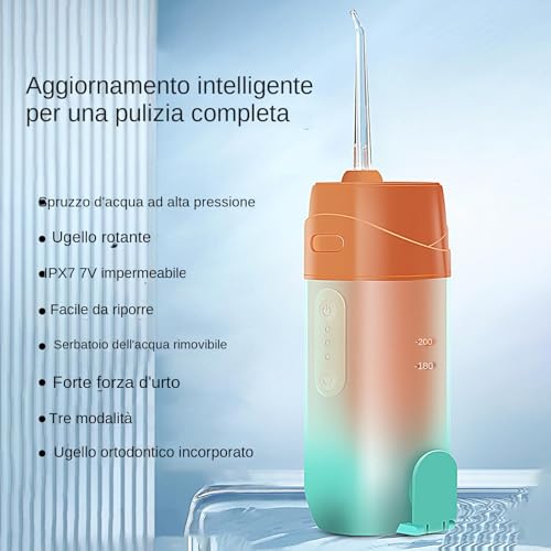 Munddusche, wiederaufladbar, kabellos, 240 ml, für die Zahnreinigung auf Reisen, zu Hause, für Frauen, Männer und Kinder – Bild 6