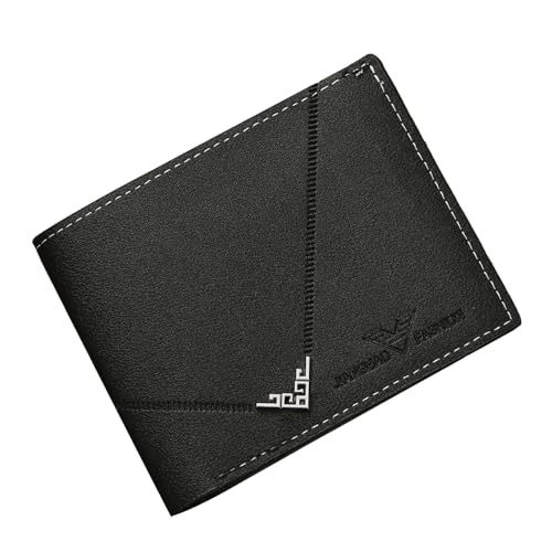 Carteira masculina fina de couro dobrável – clipe para dinheiro e janela de identidade, suporte de 8 cartões para uso comercial/casual, carteira minimalista para cartão de crédito, Preto, Minimalista