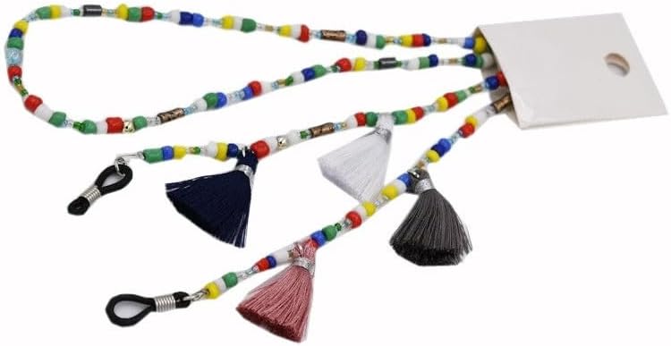 Handmade Beads Eyewear Accessories Mixed Color Rice Acrylic Eyeglass Chains Tassel Lanyard