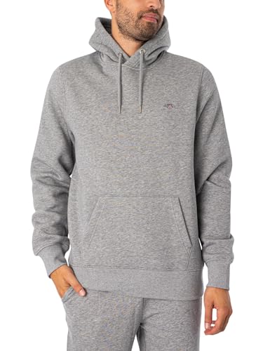 Gant Herren Reg Shield Hoodie Kapuzenpullover, Grey Melange, 3XL EU