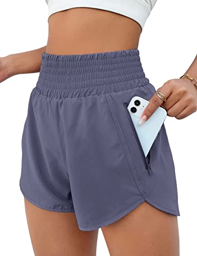 Image of BMJL Women's Athletic Shorts High Waisted Running Shorts Pocket Sporty Shorts Gym Elastic Workout Shorts
