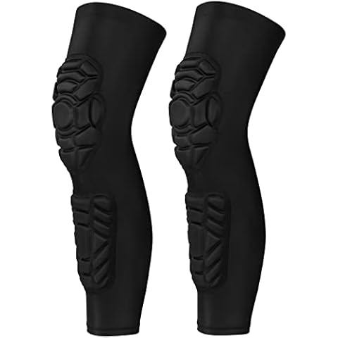 GUOZI Knee Braces, [2 Pack] Double Crashproof Knee & Calf Pads, Thigh Compression Leg Sleeves Protection for Youth Adults Sports Football Basketball Volleyball Running Baseball etc Cover