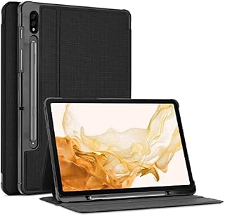 ProCase Shockproof Case for Galaxy Tab S8 Plus 2022 / Tab S7 Plus 2020, Lightweight Slim Protective Business Folio Cover with Pen Holder -Black
