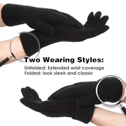 Achiou Winter Gloves for Women, Warm Touch Screen Texting Gloves, Women Knit Glove Soft Thick Fleece Lined