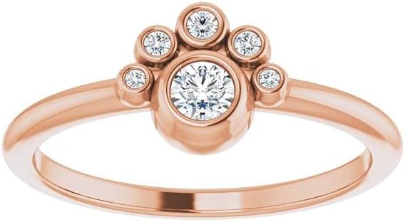 Diamond2Deal 14K Rose Gold 1/6 ct Diamond Stackable Ring Size 7