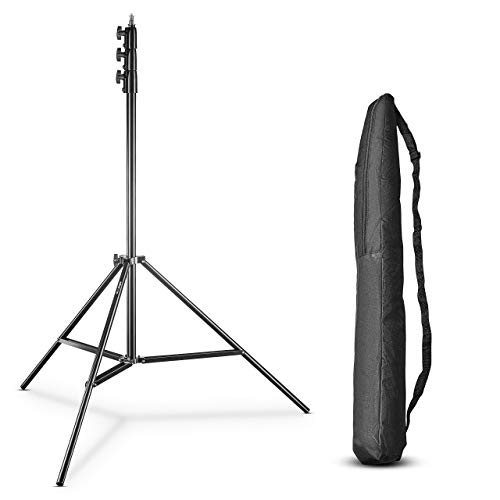 Walimex pro AIR 355 Lampenstativ - Lichtstativ mit Luftfederung, Höhe max 355 cm, 8 kg Traglast, sehr hoch und stabil, Aluminium, Leuchtenstativ für Fotografie Studio Outdoor, Schwarz