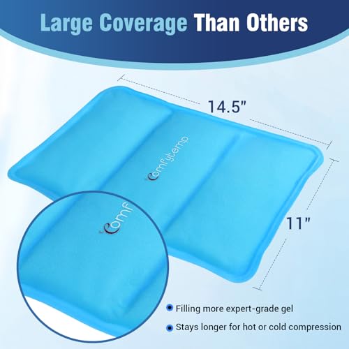 Image of Comfytemp Ice Packs for Injuries Reusable, Large Hot Cold Gel Pack for Shoulder Back Knee Pain Relief, Instant Compress for Arthritis, Swelling, Sprains, Bruises, 2 Adjustable Straps, 10.5 inchx14.5 inch
