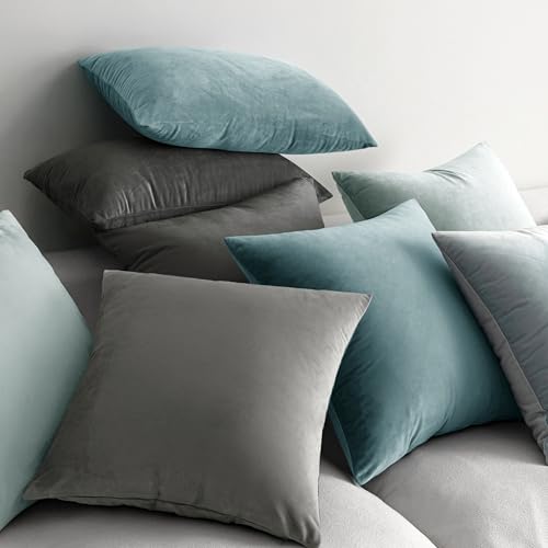 Image of MIULEE Pack of 2, Velvet Soft Soild Decorative Square Throw Pillow Covers Set Cushion Cases Pillowcases for Sofa Bedroom Car18 x 18 inch 45 x 45 cm